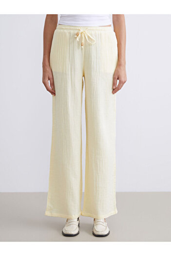 LC Waikiki Sparkling Selections from Shining Store |   Textured Muslin Women's Trousers with Elastic Waistband