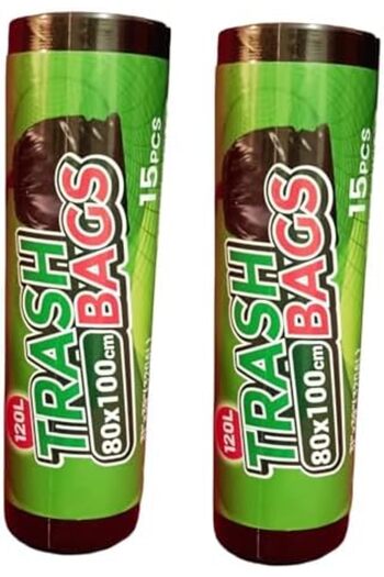 Alsaqer Garbage Bags 2 Pack Roll 120 Litre Large, 30 Bags 80 cm Length x 100 cm Height, Black (Compo