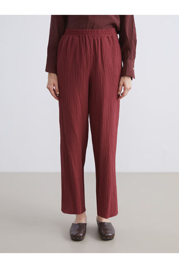 LC Waikiki Timeless Recommendations from Timeless Store |   Textured Wide Leg Women's Trousers with Elastic Waistband