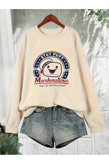 uyguntarz Unisex Cute Marshmallows Printed Oversize Sweatshirt