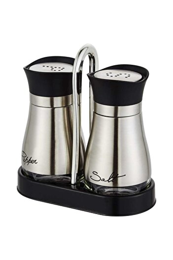 Elindor Set de 2 solnițe și pipernițe, oțel inoxidabil și sticlă transparentă, 115 ml, argintiu