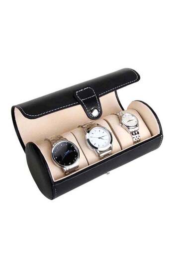 COOYA 3-Slot Watch box ,PU Leather,For Display Case Jewelry Gift Storage Box (Black)
