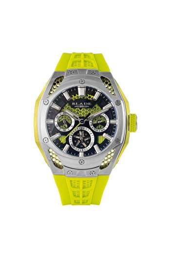 Blade Throttle Lime 3682 G 5 SEE SS Case & Silicone Strap Multifunction Men's Watch