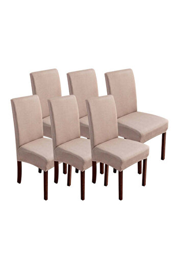 zola Set of 6 chair covers, Zola, 65 x 40 x 35 cm, elastic bands, universal, beige