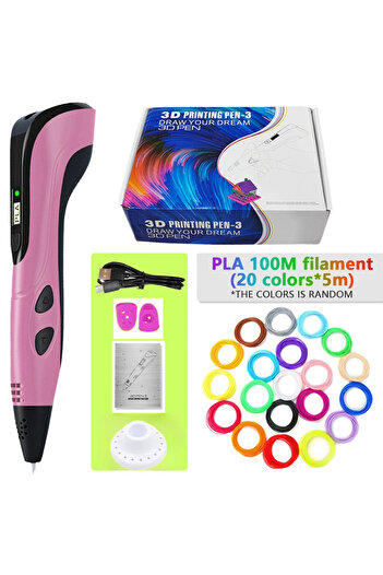 choice2 PLA Filagment Pink add 100M PLA New Style 3D Printing Pen 3D Pen Set for Kids with Power Supply Pla