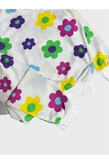 ALİŞ KİDS Girl's Cotton White Color Floral Patterned Long Sleeve Seasonal Pajama Set