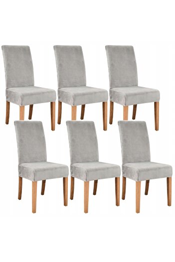 zola Set of 6 chair covers, Zola, 65 x 40 x 35 cm, elastic bands, universal, light gray