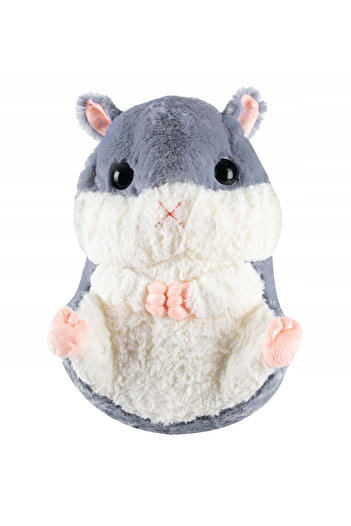 zola Hamster plush toy set with blanket, soft polyester, 50x28/160x110 cm, gray