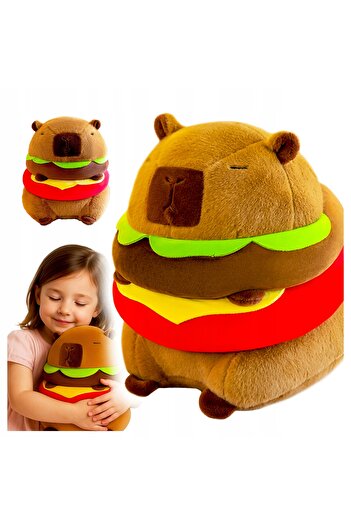 zola Capybara burger plush toy, soft polyester, hypoallergenic filling, 30x25 cm, brown