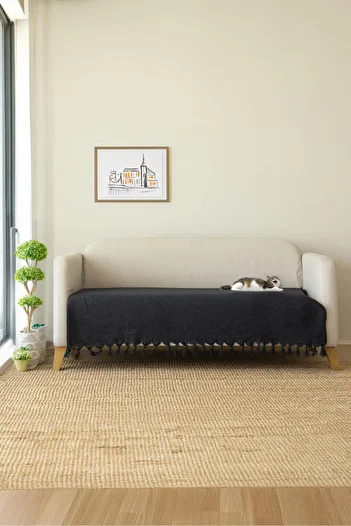 PARELDA HOME Anthracite Star Floor Covering Armchair, Sofa Bed, Sofa Cover/Shawl 115X200 cm (Dark Gray)