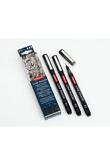 Derwent Professional Fineliner drawing set 0.1/0.3/0.5 mm fine tip black