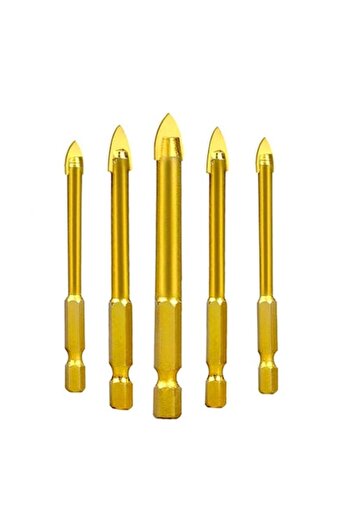 General Store Set 5 burghie pentru sticla si ceramica, General Store®, carbura titan, 6-12 mm, auriu
