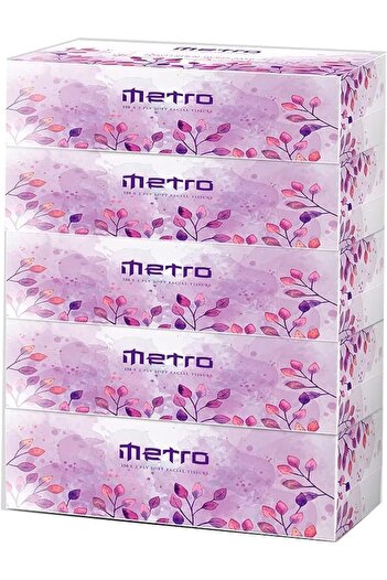 SAQOPACK Metro Facial Tissue (150 Sheets - 2 Ply - 5 Boxes)