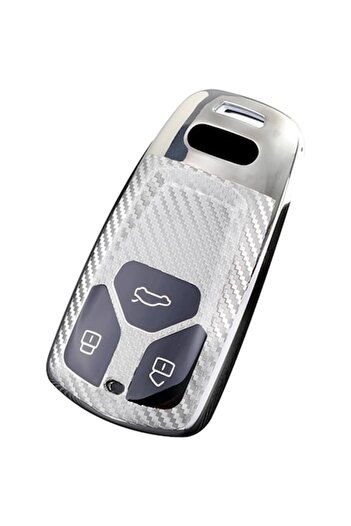 General Store Key cover compatible with Audi A1 A4 A5 A6 A7 A8 B6 B7 B8 B9 TT 8S Q3 Q5 Q7 S5 silver carbon