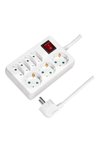 LogiLink LPS210 extension cord, Schuko x 3, Euro socket x 4, connection via Schuko male, 5 m cable
