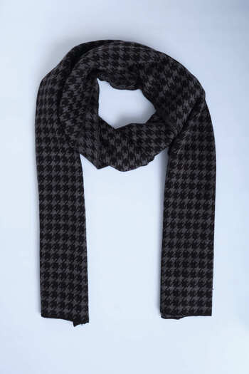 Sebir Moda Houndstooth Patterned Double-Sided Children's Scarf (Age 5-10, 30X140Cm)