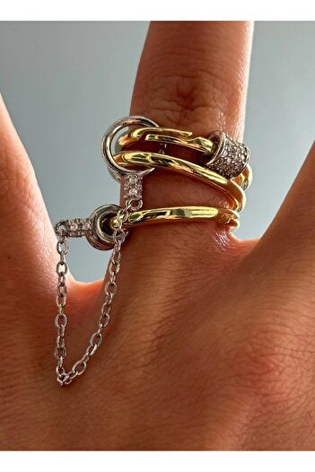 Aylish Bijuteri Gold 3-Piece Design Ring