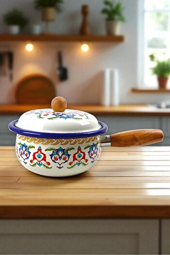 İnci Emaye 20 No Enamel Pot with Lid, Serving, Dining Camping, Picnic, Dowry