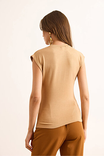 Olalook Women's Camel Bat Soft Textured Flexible Blouse Blz-19002877