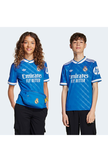 adidas قميص ريال مدريد الثالث للأطفال باللون الأزرق موسم 25-26