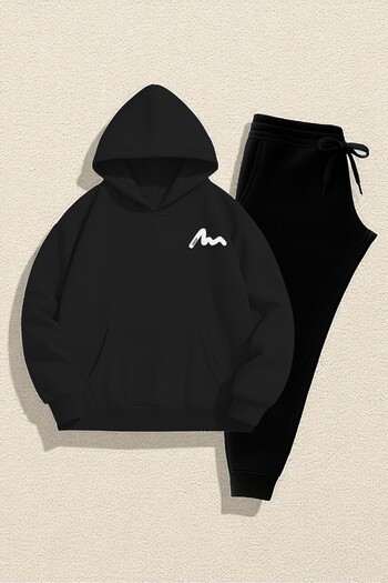 uyguntarz Unisex Enjoy Printed Design Oversize Sweatshirt Tracksuit Set