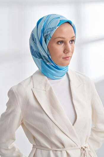 ARMANDA ПРЕМІУМ КОЛЕКЦІЯ FIOR DESEN TWILL İPEK EŞARP - TURKUAZ