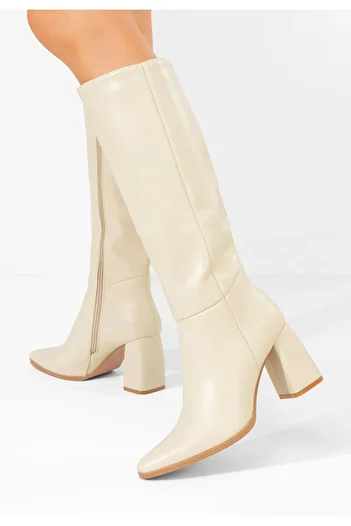 B T Shoes Μπότες με χοντρό τακούνι Avelia μπεζ