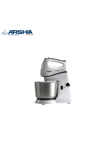 Arshia Arshia Electric Cake Mixer with Stand and Stainless Steel Bowl - 380 Watts - White