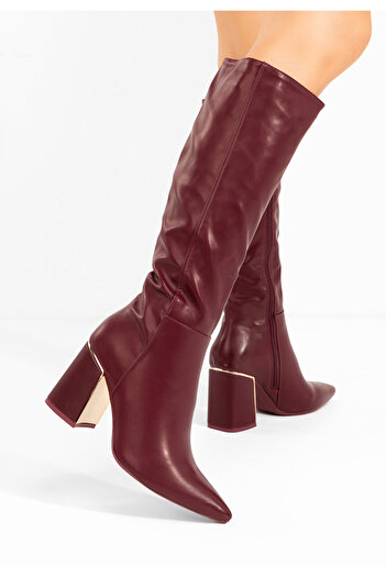 B T Shoes vysoké kozačky Emalia bordo