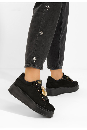 B T Shoes Černé dámské tenisky na platformě Nuvina