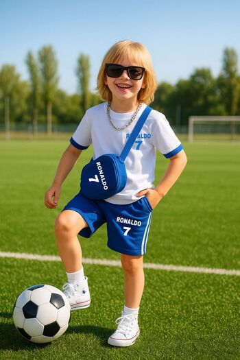 Calisa Boys Ronaldo T-Shirt Bag and Shorts Summer Tracksuit Set