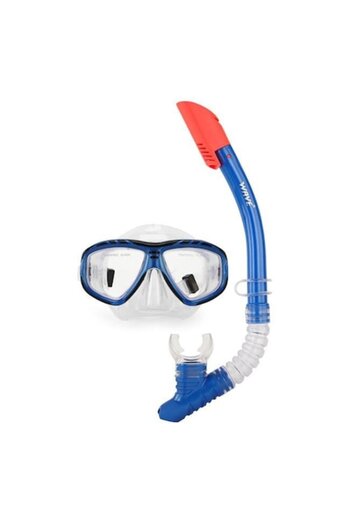 OEM Set mască și tub de respirat pentru snorkeling și scufundări, sticlă securizată, sigilat, confort sporit, albastru