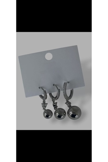 Aylish Bijuteri Silver Color 3-Piece Bulk Pendant Hoop Earring Set