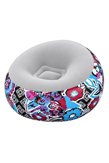 OEM Inflatable Velvet Armchair Gray Colored Floral 112x112x66cm