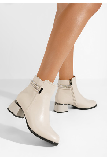 B T Shoes Béžové kotníkové boty na podpatku Amanda