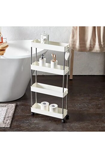 Home Centre Blanc 4-Tier Storage Trolley