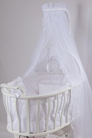 BebeK on For Wooden Basket Baby Sleeping Set for Crib (White French Lace) - Crib Not Included