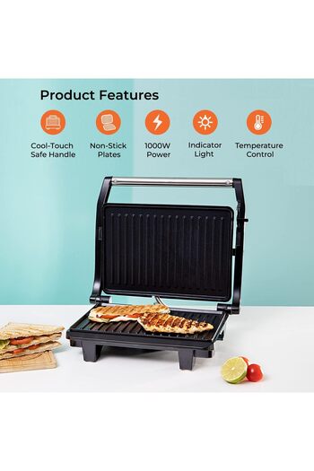 Geepas Grill Maker With Non-Stick Cooking Plate And Automatic Temperature Control 1600 W