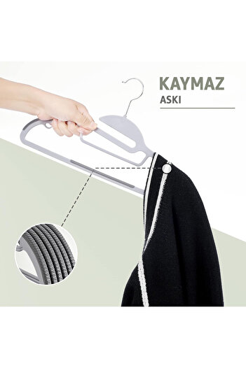 ROBEVE Set of 10 Non-Slip Hangers - 360 °   Rotating Hook, Non-Slip Surface, Trouser Hanger Clothes Hanger