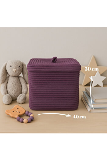 MaVaux Quadra Rectangular Four-Corner Wicker Jute Basket 40cm X 30cm