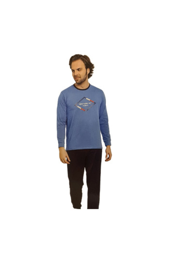 BAKİ Men's pajamas, 2 pieces, lycra, blue color, New York