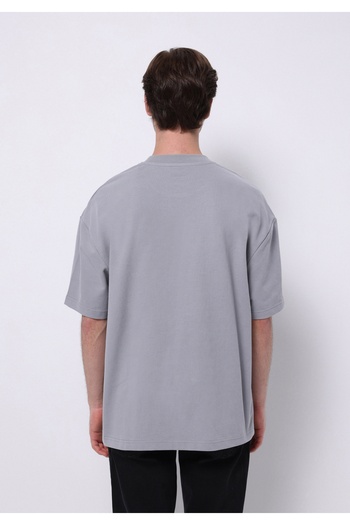 Colin's Oversize Fit Round Neck Plain Men's Gray Short Sleeve T-Shirt