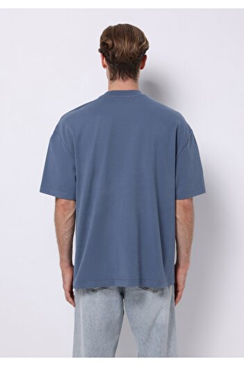 Colin's Oversize Fit Round Neck Plain Men's Blue Short Sleeve T-Shirt