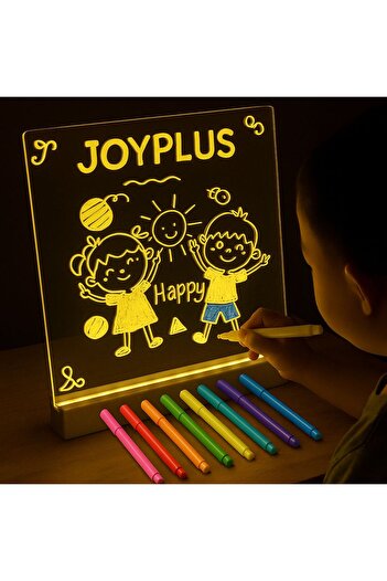 joyplus Işıklı Yazı Panosu 7 Renk Kalem Hediyeli 20x20 Geliştirici Eğitici Öğretici