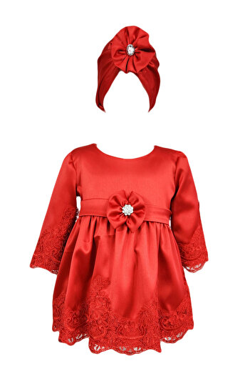 fantasialand Long-Sleeved Baptism Dress, Regina Model, Red Color
