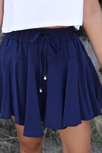 bytugcekaya Navy Blue Flounce Shorts Skirt