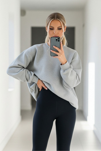 COMBİNE MİCHAİL Kadın Oversize Kışlık Salaş A.Gri Sweatshirt