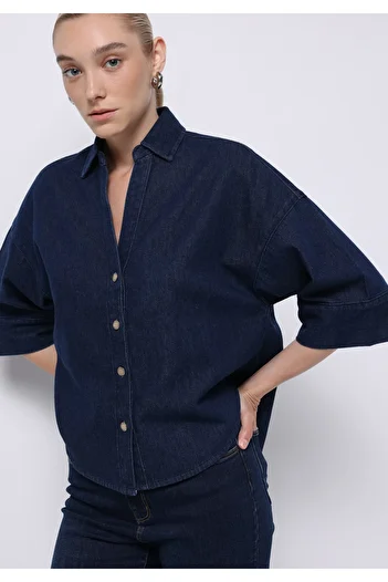 Colin's Oversize Fit Classic Size Plain Women's Black Long Sleeve Shirt