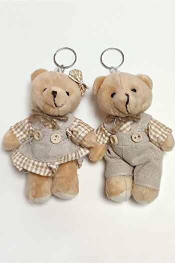ZERO LAND Sptrns Plush Teddy Bear Keychain with Dress (222342) 1 Piece-Brown