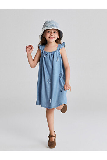 LC Waikiki Square Collar Floral Girl's Jean Dress